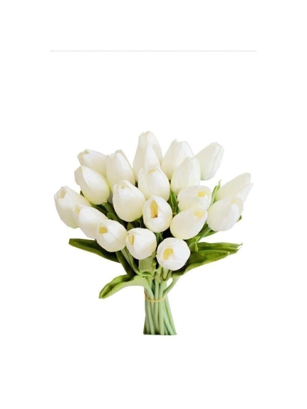 Artificial Creamy White Tulip Stems Bouquet 20 Stems 14 inch Realistic Look Fake - Picture 3 of 6